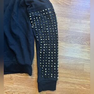Black Gold Studded Sleeve Cropped Sweatshirt Punk Rock Size M
